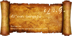 Áron Gergely névjegykártya